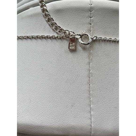 Signed L J Sterling Silver Amethyst Briolette Drop Necklace February Birthstone - Picture 10 of 13